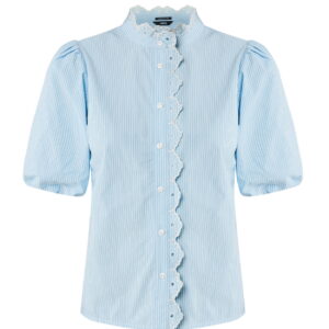 Puff sleeve striped blouse Sea Blue | MF006101451W