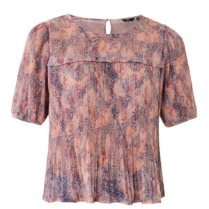 Short puff sleeve plisse print top Multicolor | MF006102651W